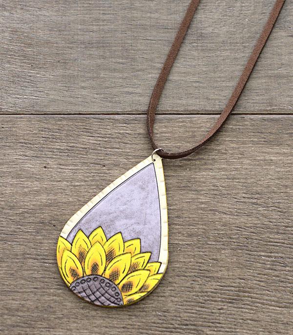 <font color=black>SALE ITEMS</font> :: JEWELRY :: Necklaces :: Wholesale Genuine Leather Sunflower Necklace