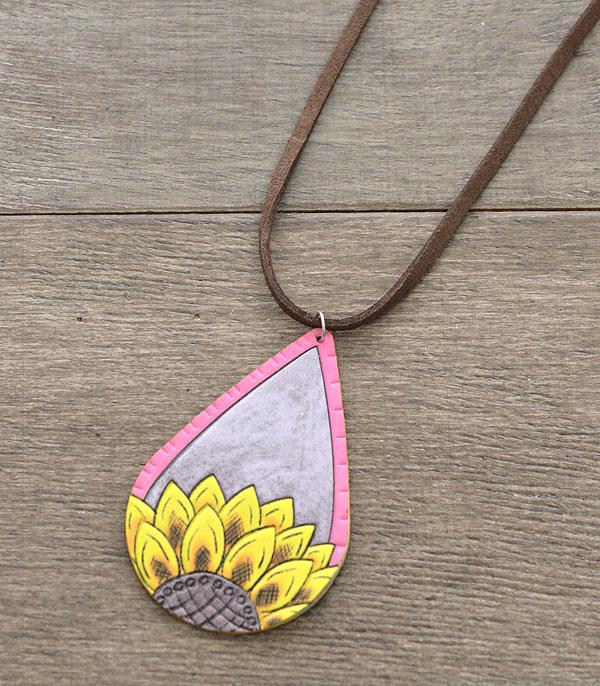 <font color=black>SALE ITEMS</font> :: JEWELRY :: Necklaces :: Wholesale Genuine Leather Sunflower Necklace