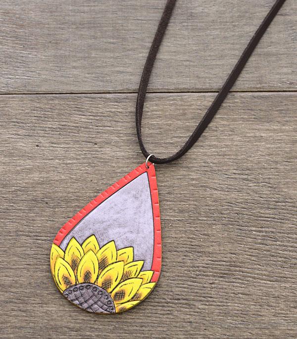 <font color=black>SALE ITEMS</font> :: JEWELRY :: Necklaces :: Wholesale Genuine Leather Sunflower Necklace