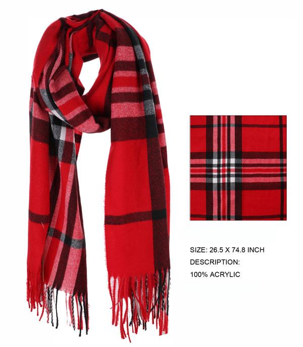 <font color=black>SALE ITEMS</font> :: SCARVES | APPAREL  :: Scarves :: Wholesale Plaid Fringed Scarf