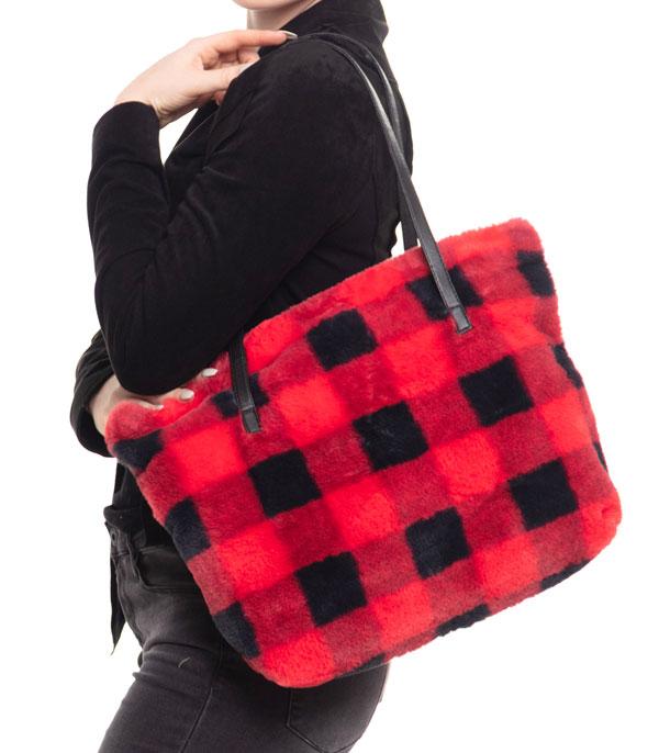 <font color=black>SALE ITEMS</font> :: HANDBAGS | TRAVEL :: Wholesale Soft Buffalo Plaid Tote Bag