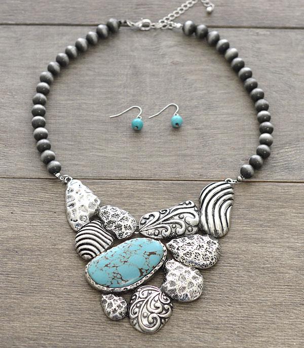NECKLACES :: WESTERN SQUASH BLOSSOM NECKLACES :: Wholesale Turquoise Statement Necklace Set