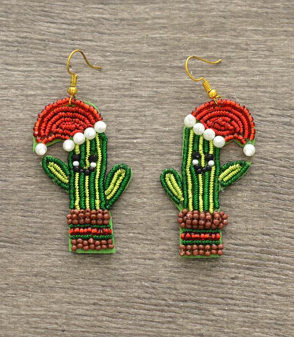 New Arrival :: Wholesale Christmas Cactus Seed Bead Earrings
