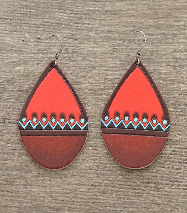 <font color=black>SALE ITEMS</font> :: JEWELRY :: Earrings :: Wholesale Cowhide Leather Aztec Teardrop Earrings