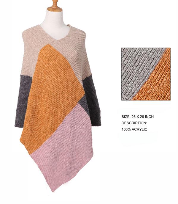 New Arrival :: Wholesale Fall Multicolor Knit Poncho