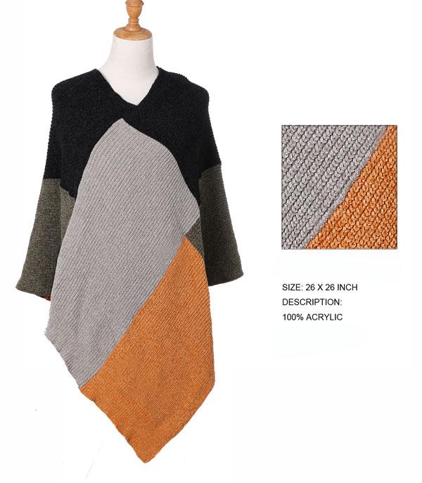 New Arrival :: Wholesale Fall Multicolor Knit Poncho