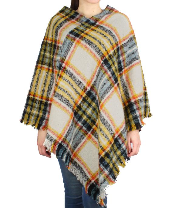 <font color=black>SALE ITEMS</font> :: SCARVES | APPAREL  :: Apparel :: Wholesale Plaid Fringe Poncho