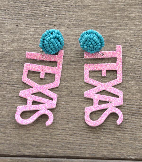 <font color=black>SALE ITEMS</font> :: JEWELRY :: Earrings :: Wholesale Texas Glitter Seed Bead Earrings