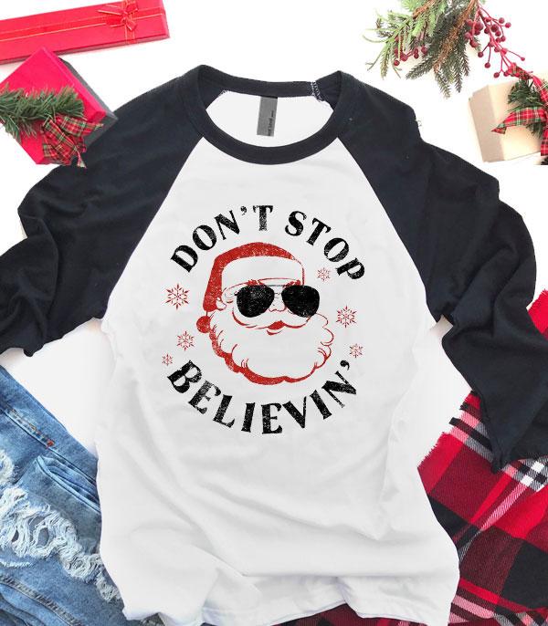 <font color=GREEN>HOLIDAYS</font> :: GRAPHIC TEES :: Wholesale Dont Stop Believin Raglan Tee
