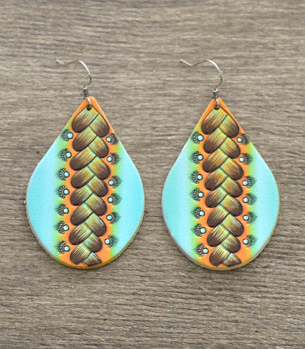 <font color=black>SALE ITEMS</font> :: JEWELRY :: Earrings :: Wholesale Genuine Cowhide Leather Teardrop Earring