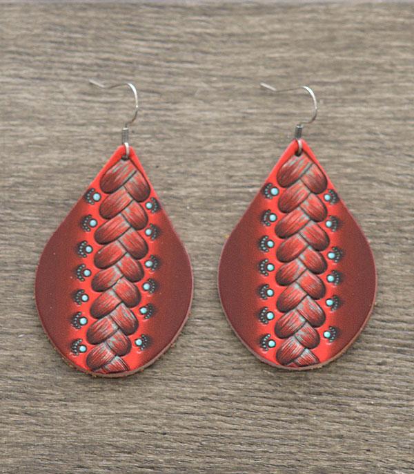 <font color=black>SALE ITEMS</font> :: JEWELRY :: Earrings :: Wholesale Genuine Cowhide Leather Teardrop Earring