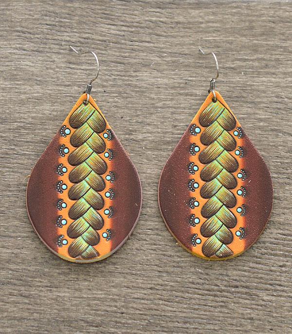 <font color=black>SALE ITEMS</font> :: JEWELRY :: Earrings :: Wholesale Genuine Cowhide Leather Teardrop Earring