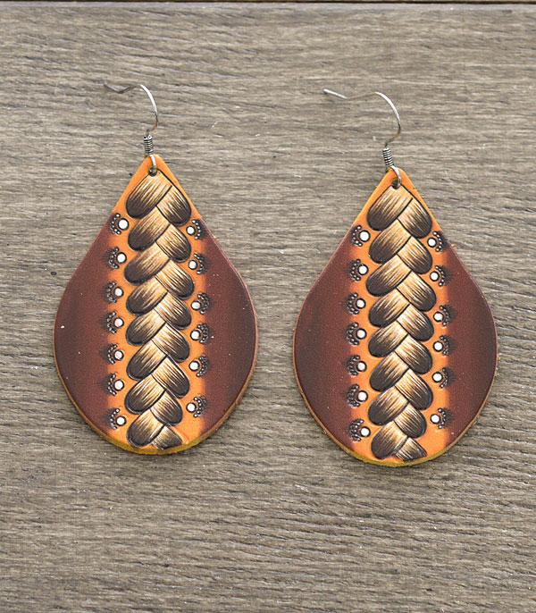 <font color=black>SALE ITEMS</font> :: JEWELRY :: Earrings :: Wholesale Genuine Cowhide Leather Teardrop Earring