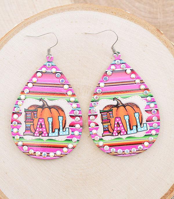 <font color=black>SALE ITEMS</font> :: JEWELRY :: Earrings :: Wholesale Fall Pumpkin Bling Teardrop Earrings