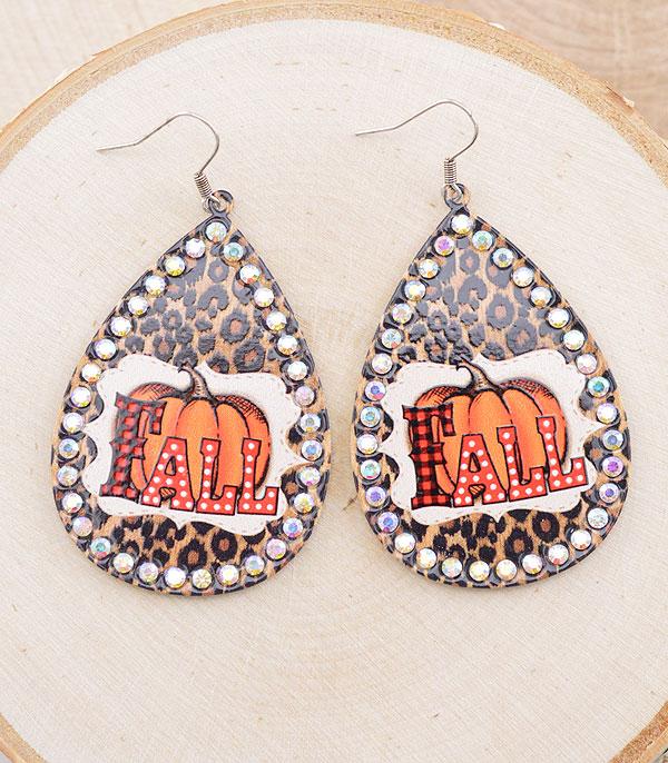 <font color=GREEN>HOLIDAYS</font> :: Wholesale Fall Pumpkin Bling Teardrop Earrings