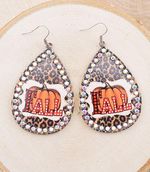 <font color=black>SALE ITEMS</font> :: JEWELRY :: Earrings :: Wholesale Fall Pumpkin Bling Teardrop Earrings