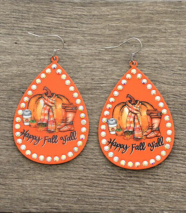 <font color=black>SALE ITEMS</font> :: JEWELRY :: Earrings :: Wholesale Happy Fall Bling Teardrop Earrings