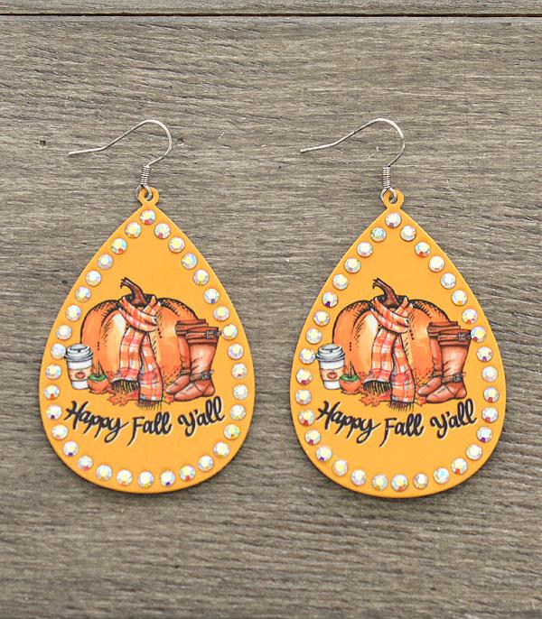 <font color=black>SALE ITEMS</font> :: JEWELRY :: Earrings :: Wholesale Happy Fall Bling Teardrop Earrings