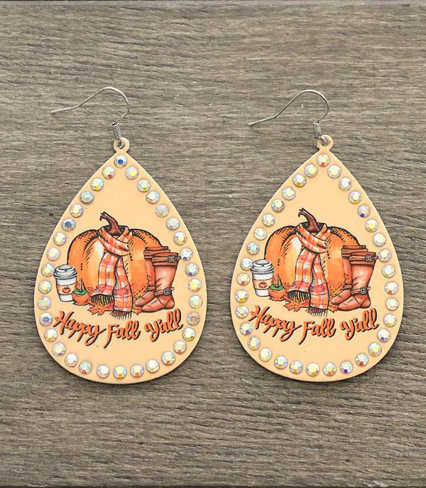 <font color=black>SALE ITEMS</font> :: JEWELRY :: Earrings :: Wholesale Happy Fall Bling Teardrop Earrings