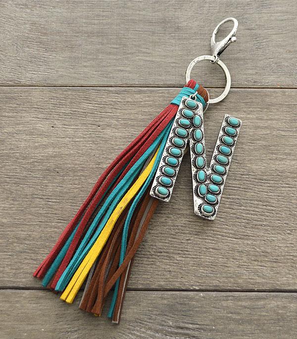 <font color=black>SALE ITEMS</font> :: MISCELLANEOUS :: Wholesale Turquoise Initial Tassel Keychain