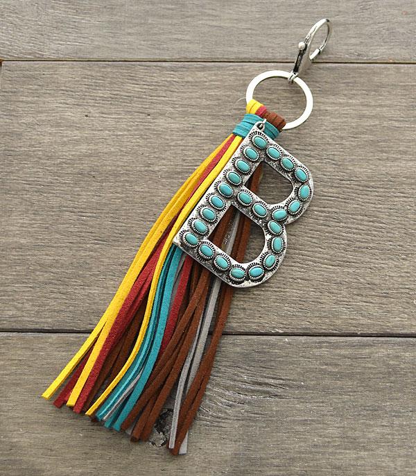 <font color=black>SALE ITEMS</font> :: MISCELLANEOUS :: Wholesale Turquoise Initial Tassel Keychain