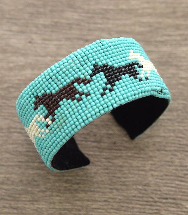 New Arrival :: Wholesale Seed Bead Horse Print Cuff Bracelet