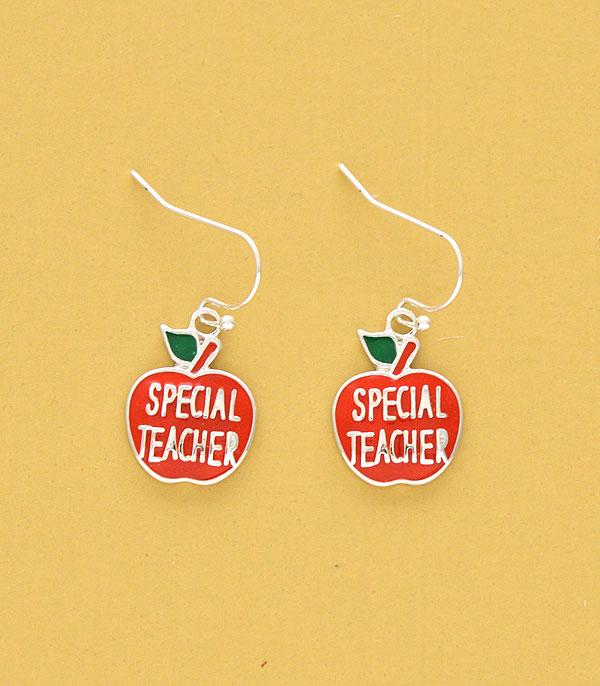 <font color=black>SALE ITEMS</font> :: JEWELRY :: Earrings :: Wholesale Apple Teacher Dangle Earrings