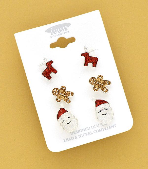 New Arrival :: Wholesale 3PC Set Christmas Earrings