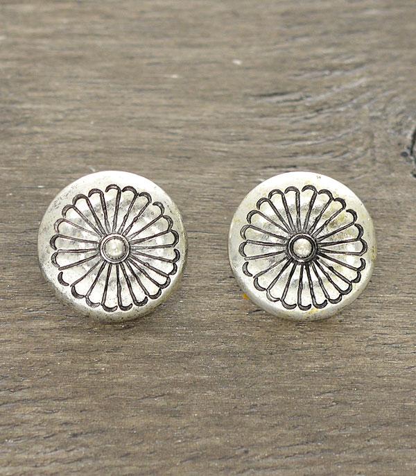 New Arrival :: Wholesale Small Silver Western Concho Earrings