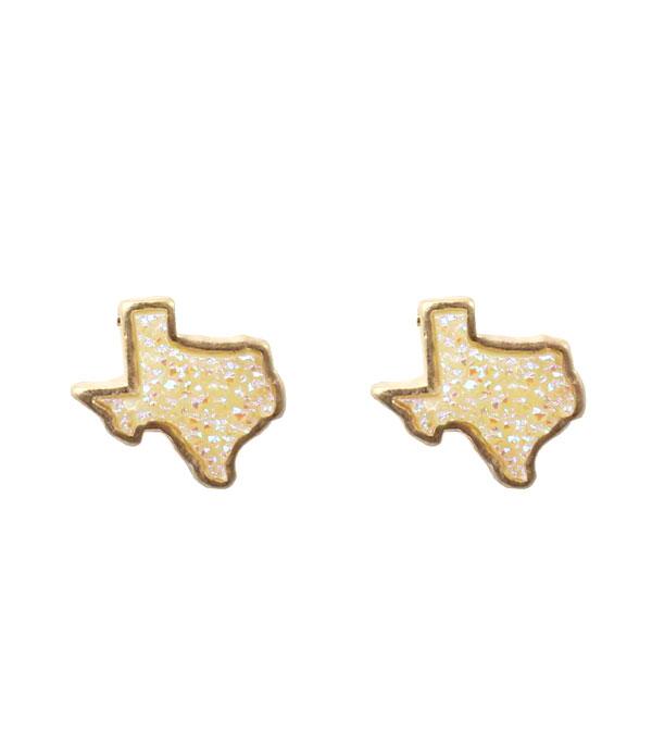 <font color=black>SALE ITEMS</font> :: JEWELRY :: Earrings :: Wholesale Druzy Texas Map Earrings