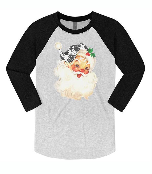 <font color=GREEN>HOLIDAYS</font> :: GRAPHIC TEES :: Wholesale Vintage Santa Christmas Raglan 