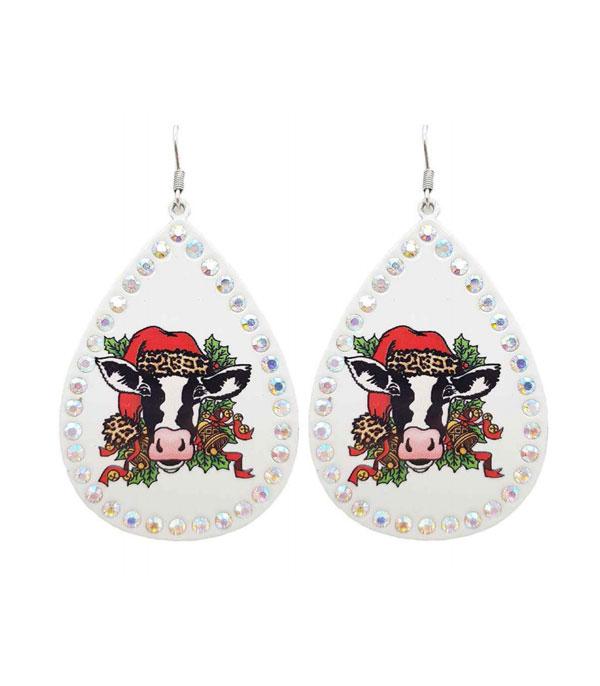 <font color=black>SALE ITEMS</font> :: JEWELRY :: Earrings :: Wholesale Christmas Cow Teardrop Earrings