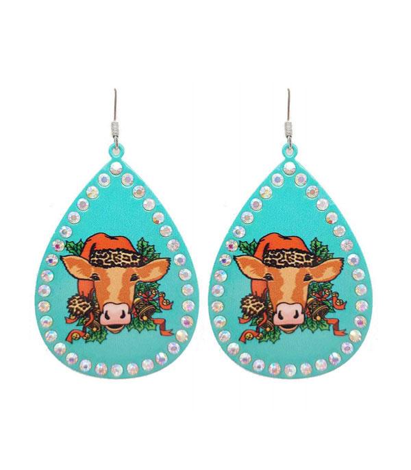 <font color=black>SALE ITEMS</font> :: JEWELRY :: Earrings :: Wholesale Christmas Cow Teardrop Earrings