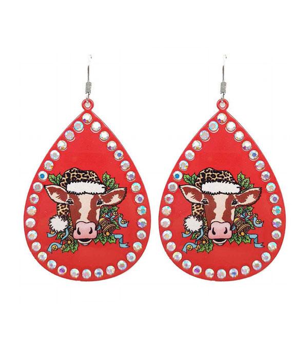 <font color=black>SALE ITEMS</font> :: JEWELRY :: Earrings :: Wholesale Christmas Cow Teardrop Earrings