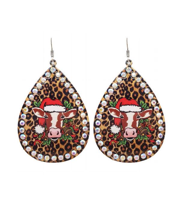 <font color=GREEN>HOLIDAYS</font> :: Wholesale Christmas Cow Teardrop Earrings