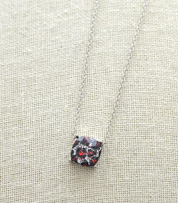 <font color=black>SALE ITEMS</font> :: JEWELRY :: Necklaces :: Wholesale Leopard Glitter Cushion Cut Necklace