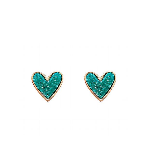 <font color=black>SALE ITEMS</font> :: JEWELRY :: Earrings :: Wholesale Mini Druzy Heart Post Earrings