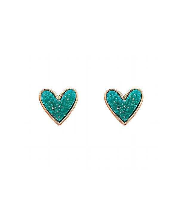 EARRINGS :: POST EARRINGS :: Wholesale Mini Druzy Heart Post Earrings