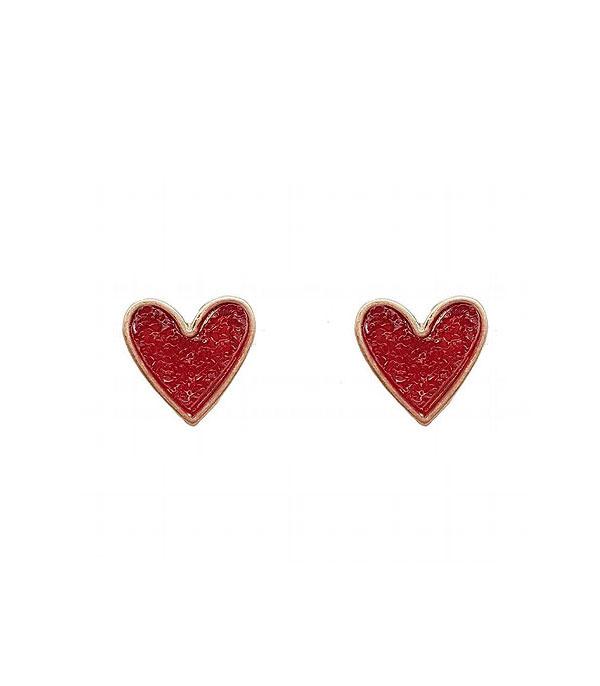 <font color=red>VALENTINE'S</font> :: Wholesale Mini Druzy Heart Post Earrings