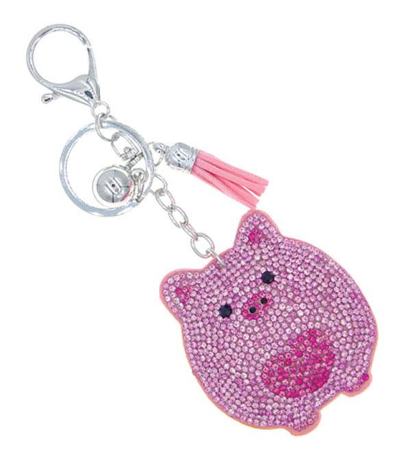 New Arrival :: Wholesale Rhinestone Bling Pig Keychain