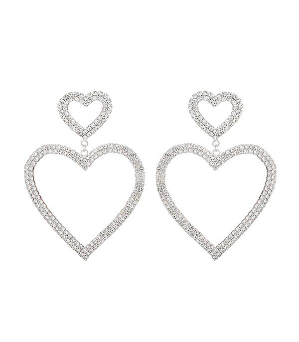 New Arrival :: Wholesale Rhinestone Double Heart Earrings