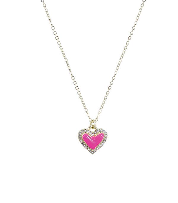 New Arrival :: Wholesale Rhinestone Heart Frame Pendant Necklace