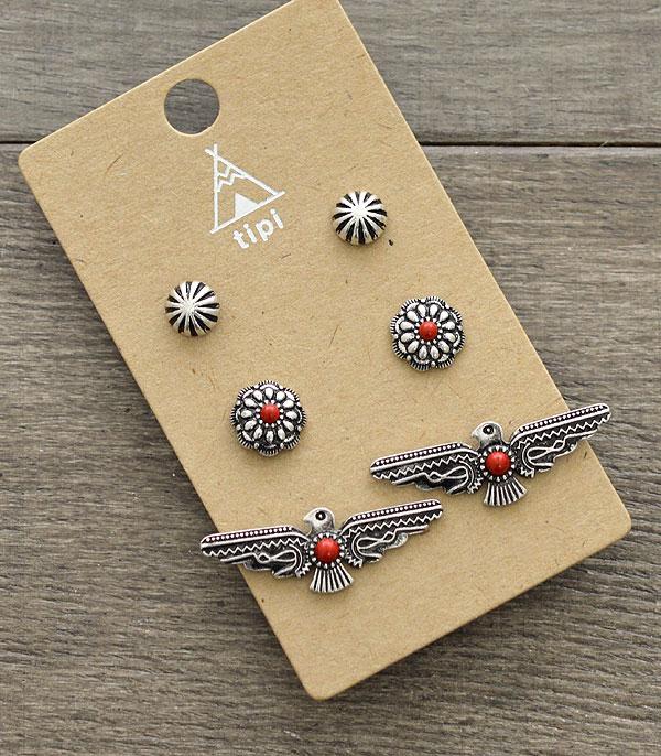 New Arrival :: Wholesale Tipi 3PC Set Thunderbird Earrings