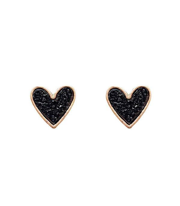 <font color=red>VALENTINE'S</font> :: Wholesale Druzy Heart Post Earrings