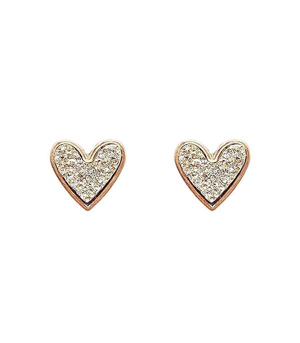 <font color=red>VALENTINE'S</font> :: Wholesale Druzy Heart Post Earrings