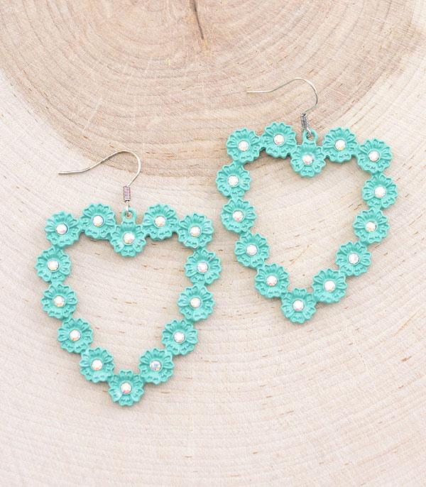 EARRINGS :: TRENDY EARRINGS :: Wholesale Flower Heart Rhinestone Earrings