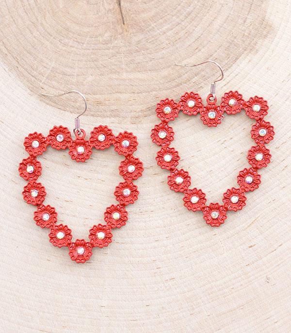 EARRINGS :: TRENDY EARRINGS :: Wholesale Flower Heart Rhinestone Earrings