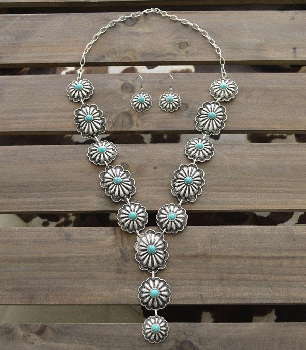 New Arrival :: Wholesale Tipi Western Turquoise Concho Necklace