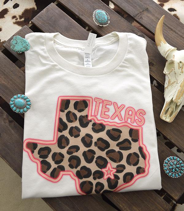 GRAPHIC TEES :: GRAPHIC TEES :: Wholesale Neon Leopard Texas Map Tshirt