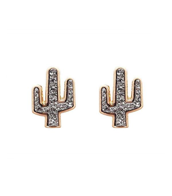 <font color=black>SALE ITEMS</font> :: JEWELRY :: Earrings :: Wholesale Cactus Druzy Stud Earrings